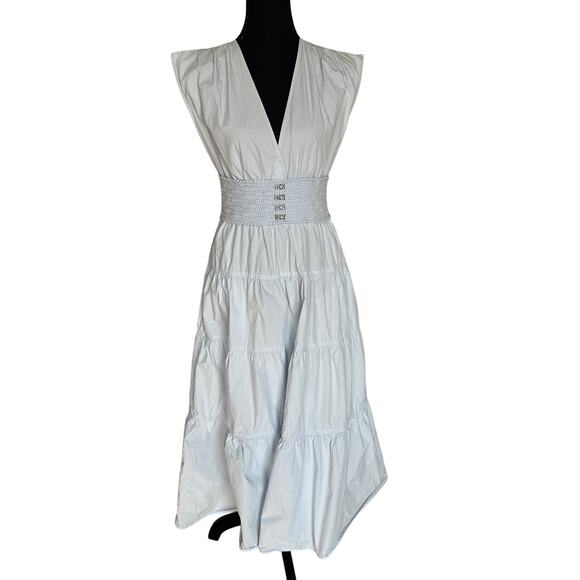 Derek Lam Baby Blue Tiered Ruffle Midi Dress Size 4 Cotton Cottage Designer $385 - Picture 6 of 11